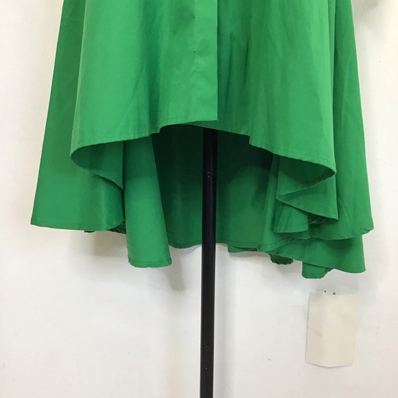 Step In Style Elegant Bright Green Collared Button Up High-Low Shirt Dress SZ M - Picture 7 of 12